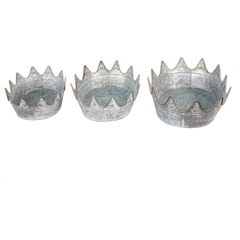 Clayre & Eef Planthouder set van 3 Grijs Metaal Ovaal