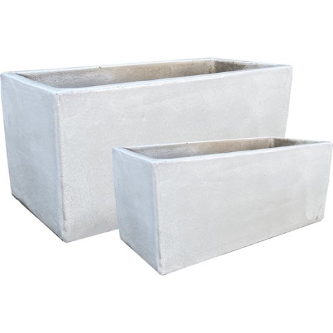 PTMD Evona Plantenbakken - 65 x 26 x 39 cm - Keramiek - Wit - Set van 2