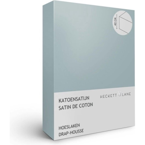 Heckettlane Elementi Hoeslaken - Lits-jumeaux - Katoensatijn - 180x200cm - Blauw