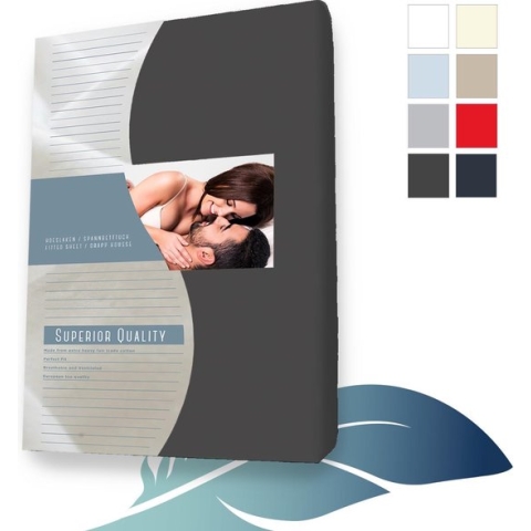 24-Bedding - Duopak 2 stuks !! - Jersey Topper Hoeslaken - Topdek Hoeslaken Jersey - Extra zacht - 97% katoen - 3% Elastaan - 70x200 cm - Antraciet - 5 t/m 15 cm hoogte.