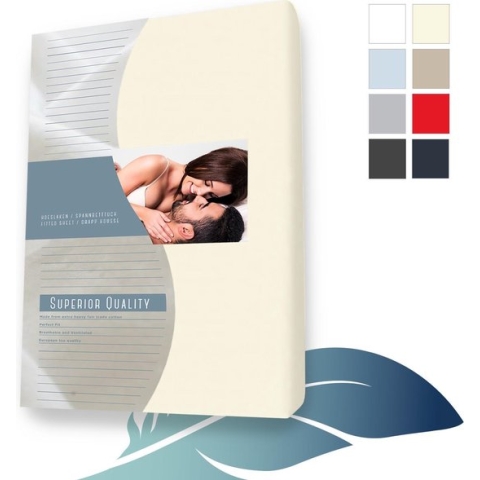 24-Bedding - Duopak 2 stuks !! - Jersey Hoeslaken - Extra zacht - 97% katoen - 3% Elastaan - 90x210 cm - Beige - 30 cm