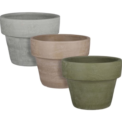 Oneiro’s Luxe Bloempot POT Tunis pot rond l.groen taupe d.groen 3 assorti - H22xD27cm – hotel chique - binnen ––– accessoires – tuin – decoratie – bloemen – mat – glans – industrieel - droogbloemen