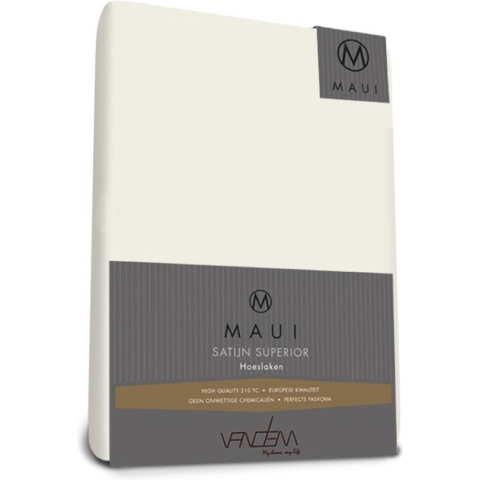 Maui - Van Dem - satijn Splittopper hoeslaken de luxe 180 x 220 cm creme