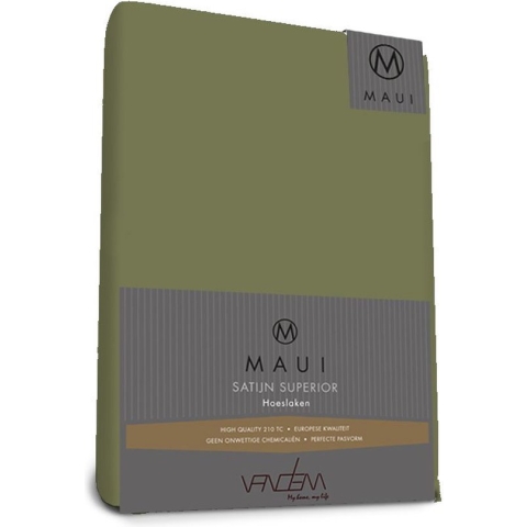 Maui - Van Dem - satijn Splittopper hoeslaken de luxe 180 x 210 cm truffel