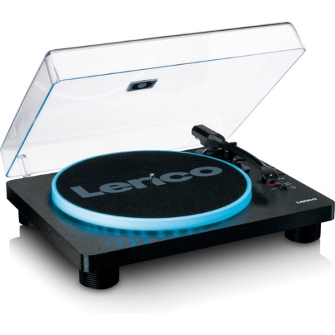 Lenco LS-50LEDBK - Platenspeler met ingebouwde Speakers - LED Verlichting - USB Encoding - Extra Naald - Zwart
