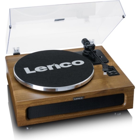 Lenco LS-410WA - Platenspeler met Bluetooth - 4 ingebouwde Speakers - Extra Naald - Hout