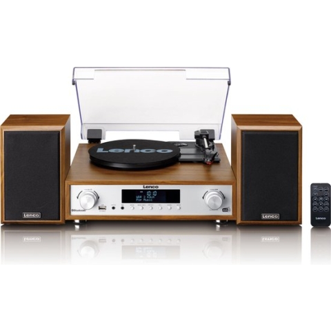 Lenco MC-160WD - HiFi Stereo Set - Platenspeler met DAB/FM-radio en Bluetooth - Hout
