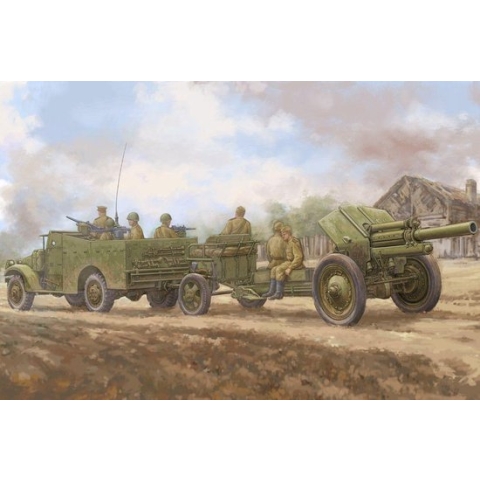 The 1:35 Model Kit of a M3A1 Late Version Tow 122mm Howitzer M-30.

Plastic Kit 
Glue not included
Dimension 407 * 74 mm
240 Plastic parts
The manufacturer of the kit is Hobby.This kit is only online available.