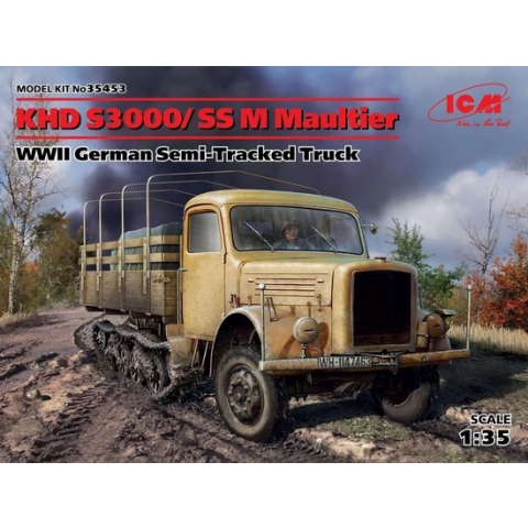 1:35 ICM 35453 KHD S3000/SS M Maultier, WWII German Semi-Tracked Truck Plastic Modelbouwpakket