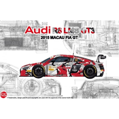 1:24 NuNu 24028 Audi Hong Kong R8 2015 Macau GT Plastic Modelbouwpakket