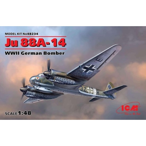 1:48 ICM 48234 Ju 88A-14, WWII German Bomber Plastic Modelbouwpakket