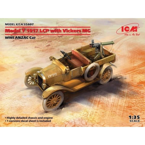 1:35 ICM 35607 Model T 1917 LCP with Vickers MG - WWI ANZAC Car Plastic Modelbouwpakket
