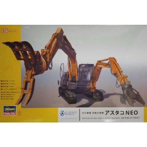 1:35 Hasegawa 54004 Hitachi Astaco NEO - Double Arm Working Machine Plastic Modelbouwpakket