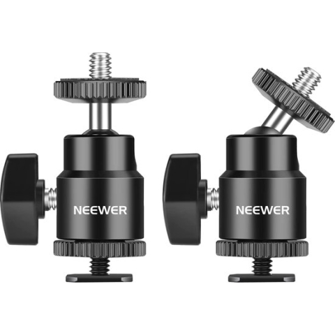 Neewer® - Set van 2 - Flitsschoenhouders met extra 1/4 inch Schroef - Minibal - Flitsschoenhouderadapter voor camera's - Camcorders - Smartphone - Videolamp - Microfoon - Ringlamp - ST17