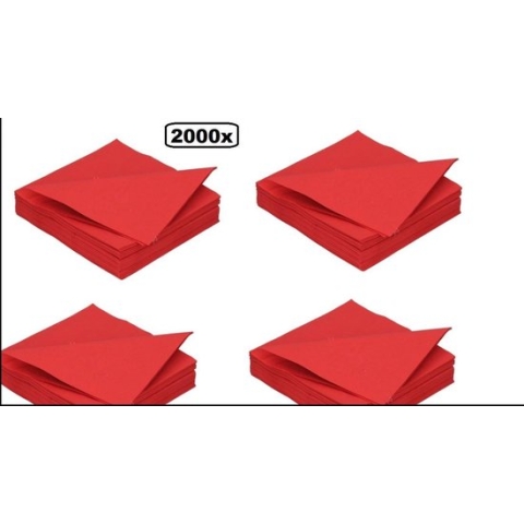 2000x Servet 33cm 2 laags rood - Servetten tissue diner eten drinken biologisch afbreekbaar kerst huwelijk thema feest festival evenement