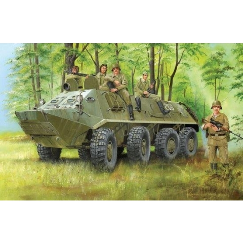 The 1:35 Model Kit of a BTR 60P A.

Plastic Kit 
Glue not included
Dimension 206 *81 mm
470 Plastic Parts
The manufacturer of the kit is Trumpeter.This kit is only online available.