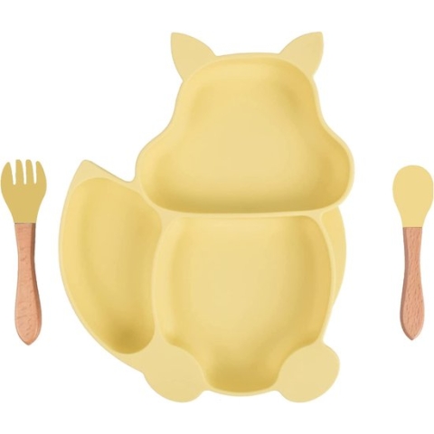 Put plates with compartments - Silicone Baby Board / Non-Slip Kids Placemat with Suction Cups - Self-Feeding Training
