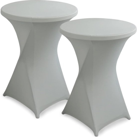 Set van 2 stretch statafelhoezen, Ø 80-85 cm, hoogwaardige tafelhoes voor bistrotafel, statafel en ronde statafels, elegante stretchhoes voor tuinfeest, feest, bruiloft, doop, grijs