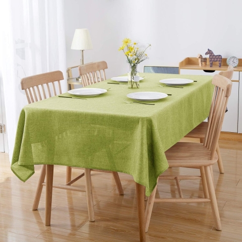 Linnen Tafelkleed Waterafstotend Rechthoekige Tafeldoek met Lotuseffect in Polyester Afneembaar voor Eettafel Partij Groen 132x178cm
