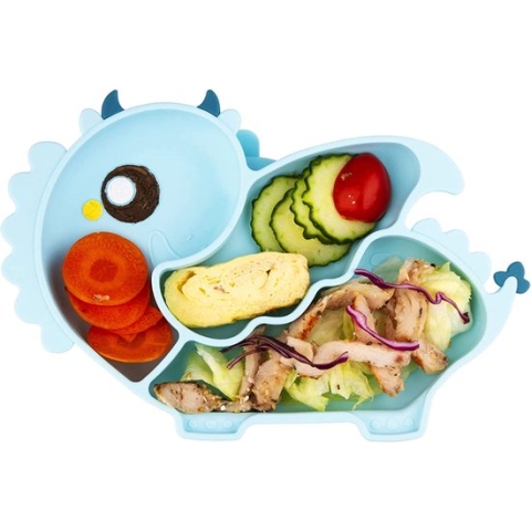 Put plates with compartments - Silicone Baby Board / Non-Slip Kids Placemat with Suction Cups - Self-Feeding Training