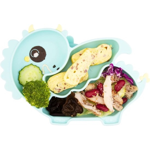 Put plates with compartments - Silicone Baby Board / Non-Slip Kids Placemat with Suction Cups - Self-Feeding Training