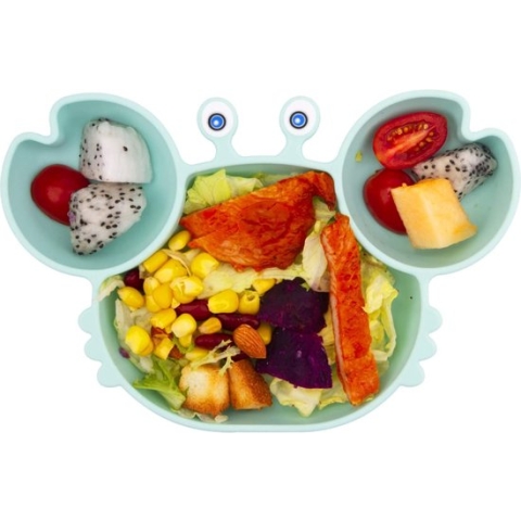 Put plates with compartments - Silicone Baby Board / Non-Slip Kids Placemat with Suction Cups - Self-Feeding Training