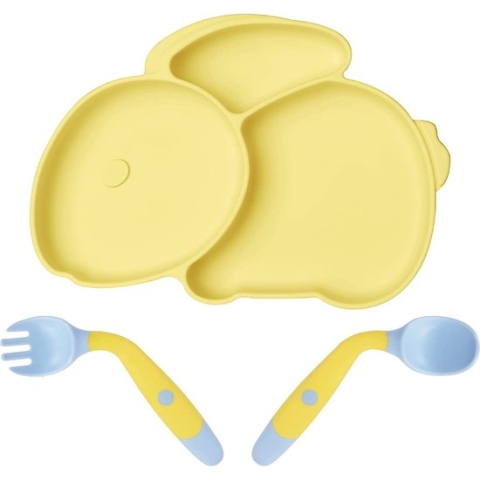 Put plates with compartments - Silicone Baby Board / Non-Slip Kids Placemat with Suction Cups - Self-Feeding Training