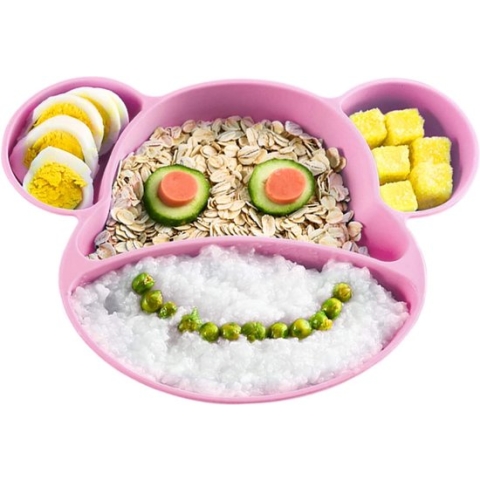 Put plates with compartments - Silicone Baby Board / Non-Slip Kids Placemat with Suction Cups - Self-Feeding Training