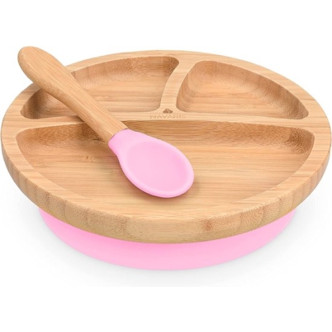 Put plates with compartments - Silicone Baby Board / Non-Slip Kids Placemat with Suction Cups - Self-Feeding Training