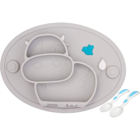 Put plates with compartments - Silicone Baby Board / Non-Slip Kids Placemat with Suction Cups - Self-Feeding Training