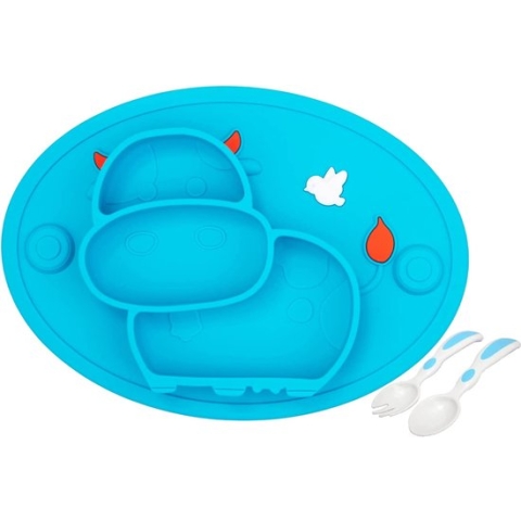 Put plates with compartments - Silicone Baby Board / Non-Slip Kids Placemat with Suction Cups - Self-Feeding Training