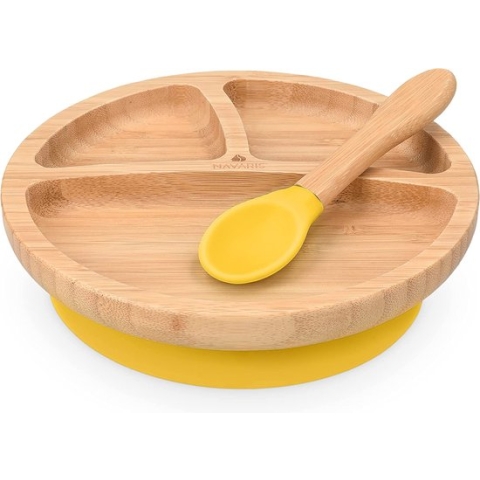 Put plates with compartments - Silicone Baby Board / Non-Slip Kids Placemat with Suction Cups - Self-Feeding Training
