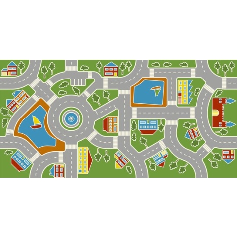 JYG VINYSTREET Hygiënisch Verkeersmat - Verkeerskleed - Speelkleed- Speeltapijt - Speelmat - Stratentapijt - afwasbaar vinyl - 100% recycleerbaar - 200x200 cm