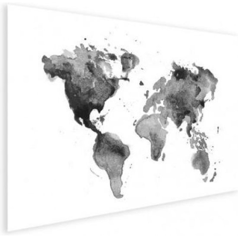 Wereldkaart Paars-Blauw Aquarel - Poster op fotopapier