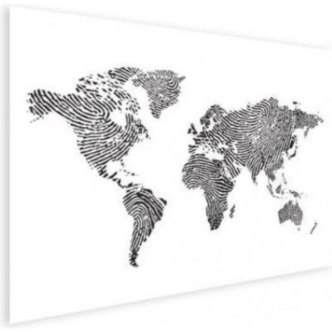 Wereldkaart Fingerprints Zwart - Poster 100x50