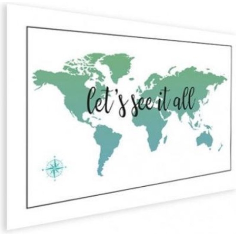Wereldkaart Let's See It All Groen - Poster 90x60