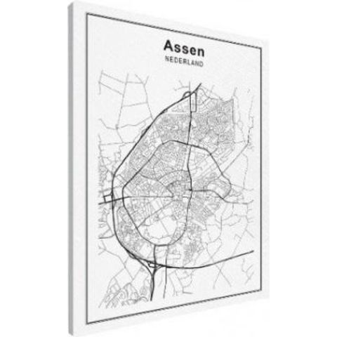 Stadskaart Assen - Canvas 90x120