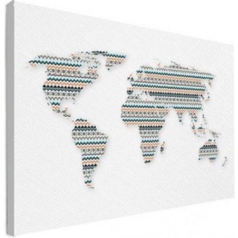 Wereldkaart Zuid-Amerikaans Patroon - Canvas 80x60