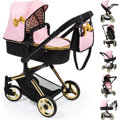 Bayer - Combi Poppenwagen Neo Vario - Zwart Roze Goud (18490AA)