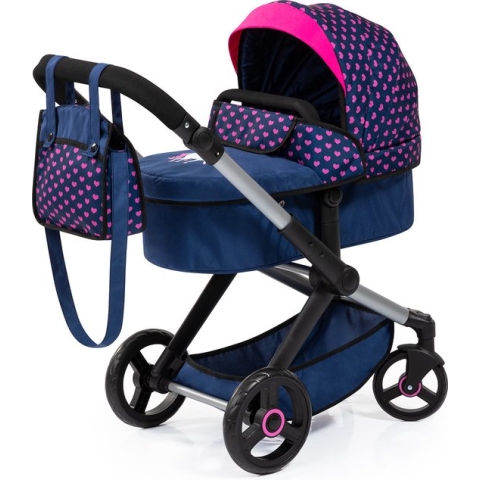 Bayer Design Combi Dolls Pram XEO - 72 x 38 x 65 cm - Poppenwagen - Blauw en Roze