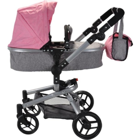 Bandits & Angels poppenwagen Modern Angel 2in1 lichtroze - wandelwagen en buggy - 3 jaar - zwenkwielen - roze