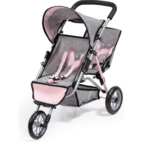 Bayer - Twin Poppenwagen Duo - Grijs met vlinder (39133AA)