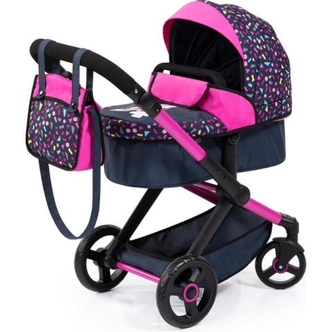 Design 17080AA Combi Poppenwagen Xeo, tas, zwart, rose, fee