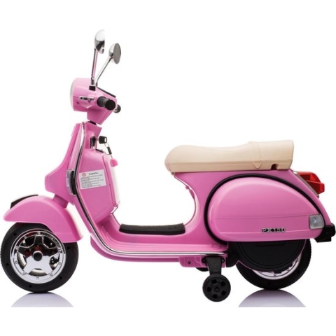 Roze Vespa PX150, elektrische scooter voor kinderen 12V 4.5Ah, 1 plaats met radio