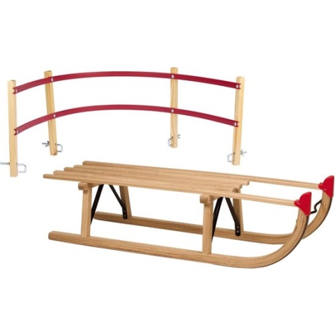 Slede Davos hout 100cm + rugleuning (houten slee)