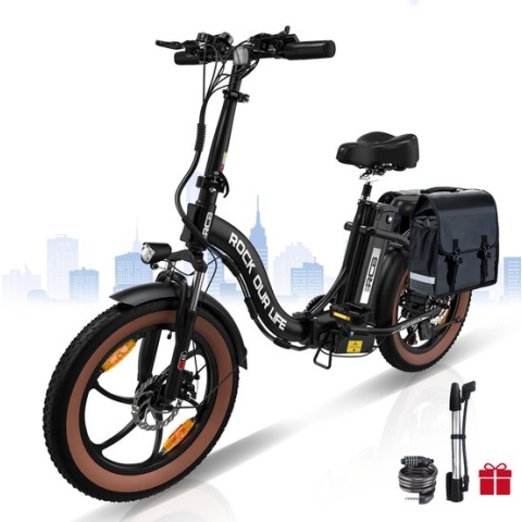 RCB Elektrische Fiets | Opvouwbare E-bike met fietstas | 20 Inch Fatbike | 11.2AH | 7 Versnellingen