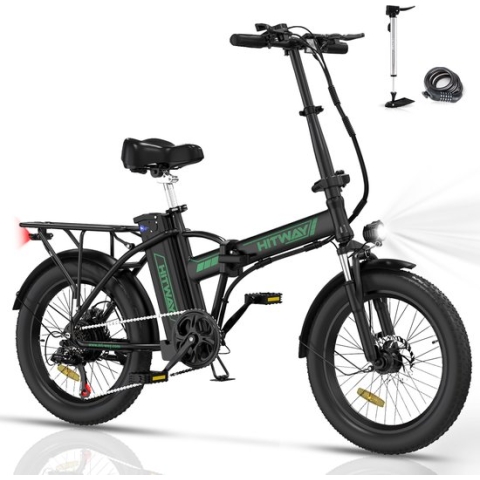 Hitway BK11 - Elektrische Fiets - E-Bike Opvouwbaar - 11.2Ah - 2023 Model - Zwart/Groen