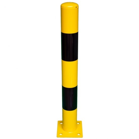 Rampaal met voetplaat, verzinkt staal, geel zwart 114 x 1000 mm