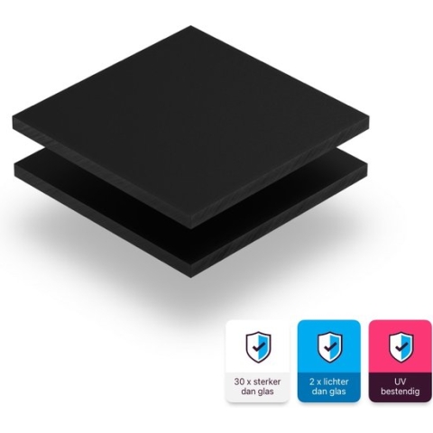 Plexiglas plaat 8 mm dik - 80 x 70 cm - Letterplaat Zwart