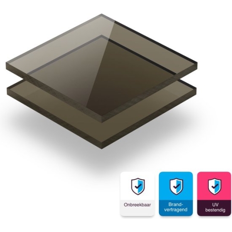 Polycarbonaat plaat 5 mm dik - 160 x 100 cm - Getint Bruin